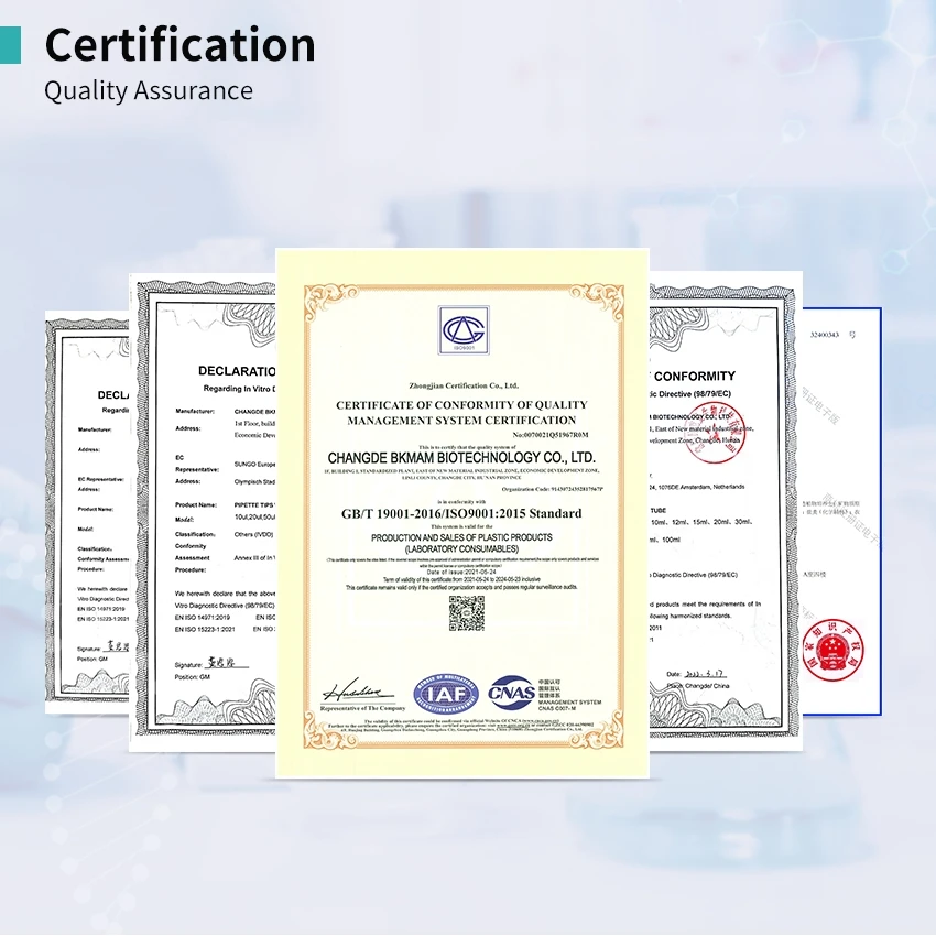pasteur pipette certifications