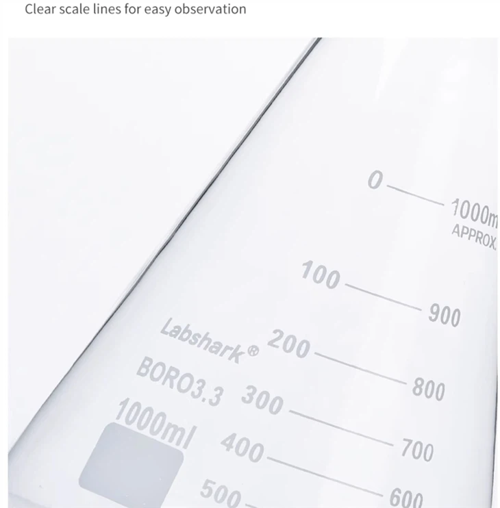 BKMAM 100ml 250ml 500ml Laboratory Use Transparent Heat Resistant Borosilicate 3.3 Glass Conical Flask Bottle